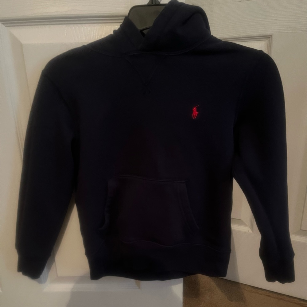 Big boys size 8(s) blue polo hoodie.